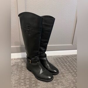 Tory Burch Black Riding Leather Boots 7M